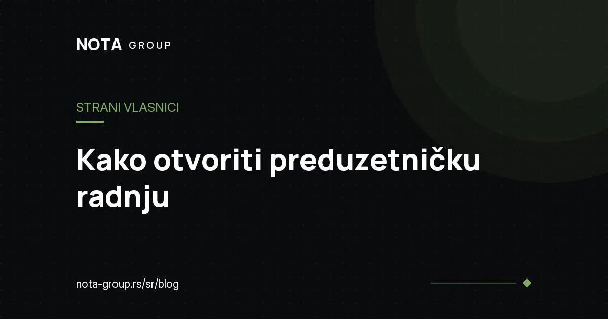 Otvaranje preduzetničke radnje, brend grafika NOTA GROUP