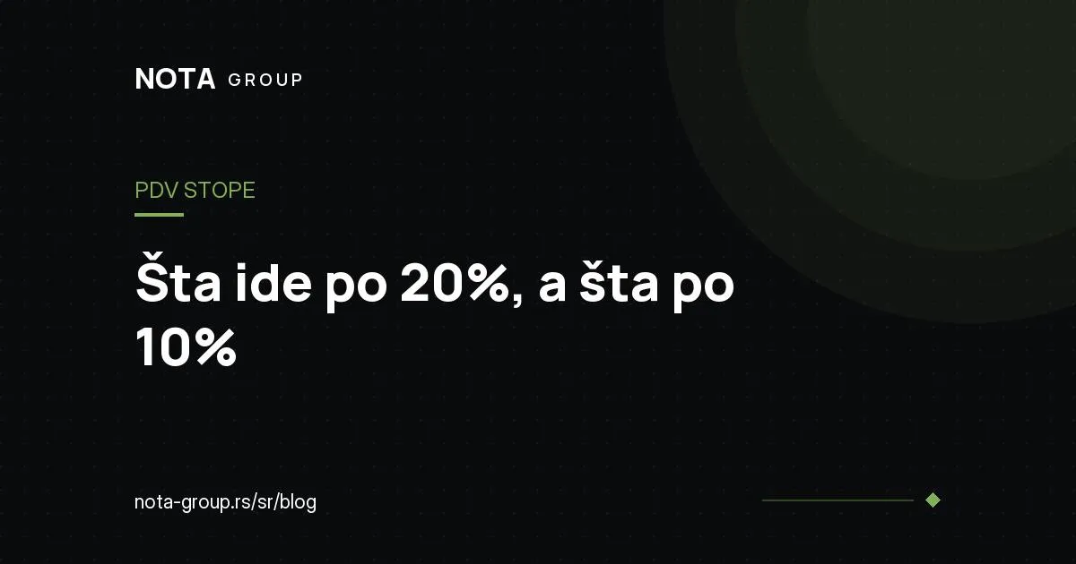 PDV stope 20 i 10 posto, brend grafika NOTA GROUP