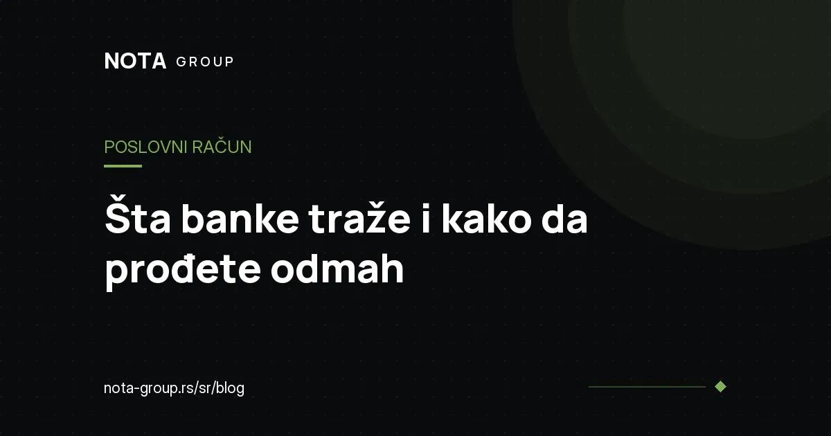 Otvaranje poslovnog računa, brend grafika NOTA GROUP