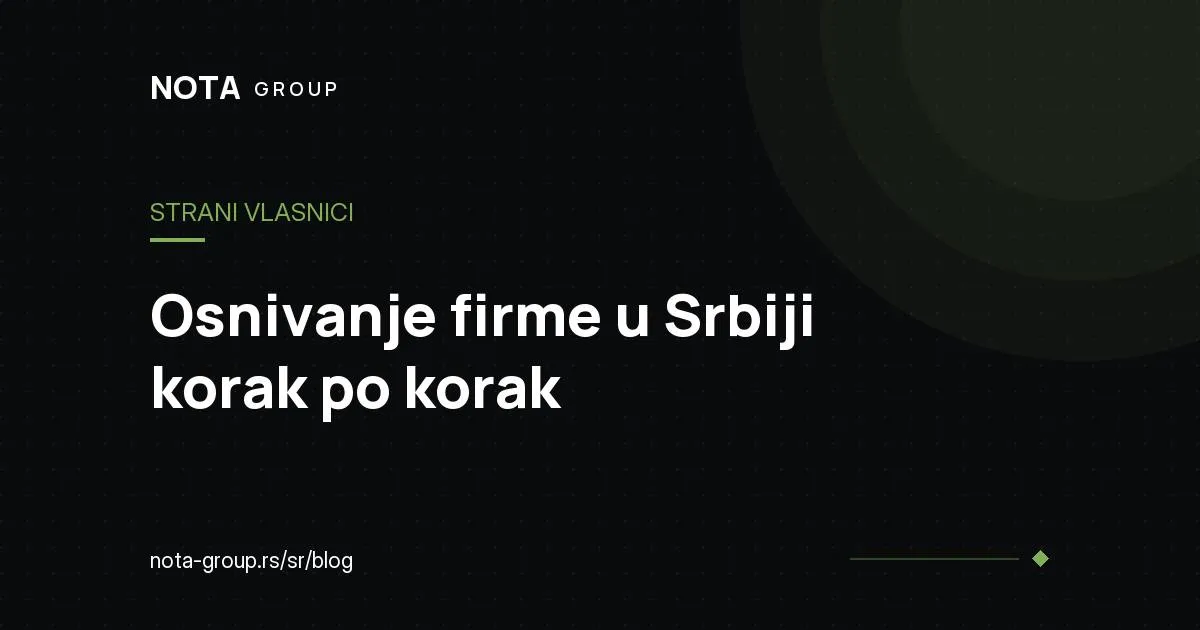 Osnivanje firme kao strani vlasnik, brend grafika NOTA GROUP