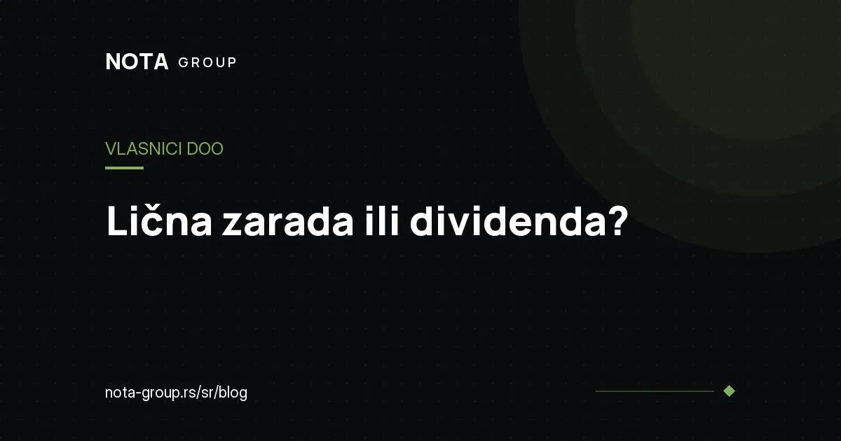 Lična zarada ili dividenda, brend grafika NOTA GROUP