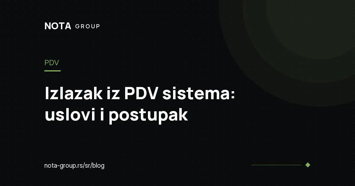Izlazak iz PDV sistema, brend grafika NOTA GROUP