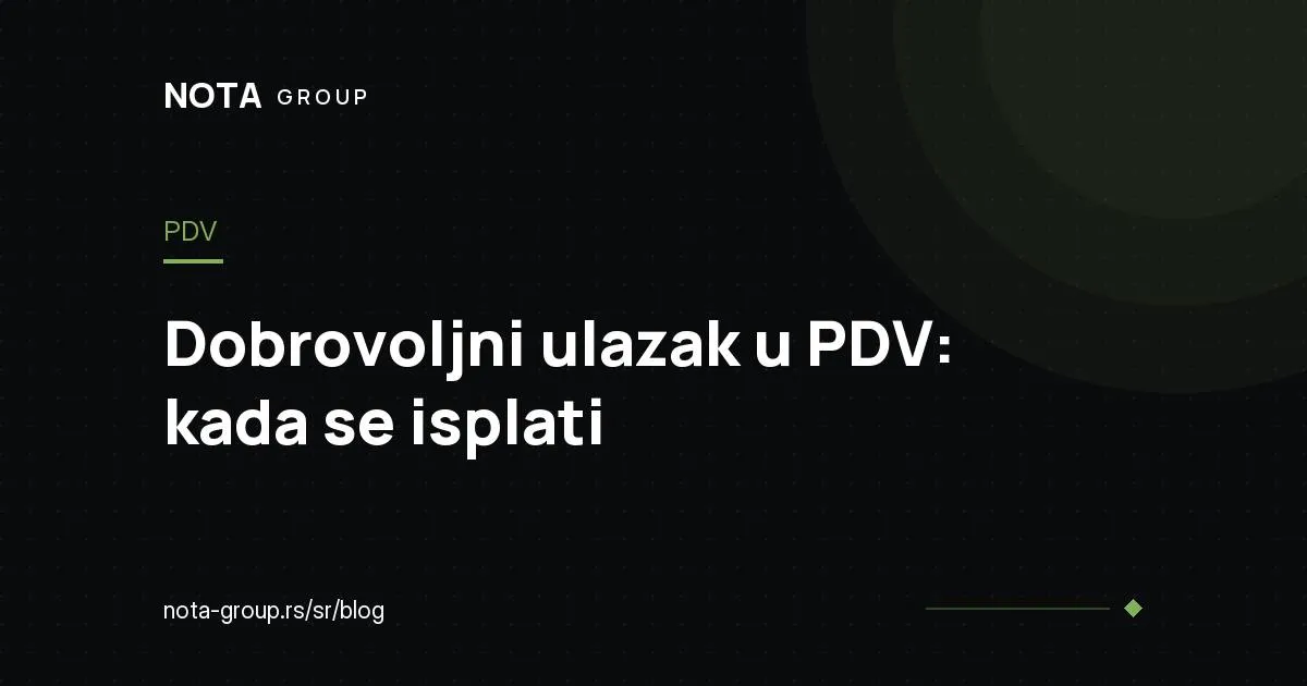 Dobrovoljni ulazak u PDV, brend grafika NOTA GROUP
